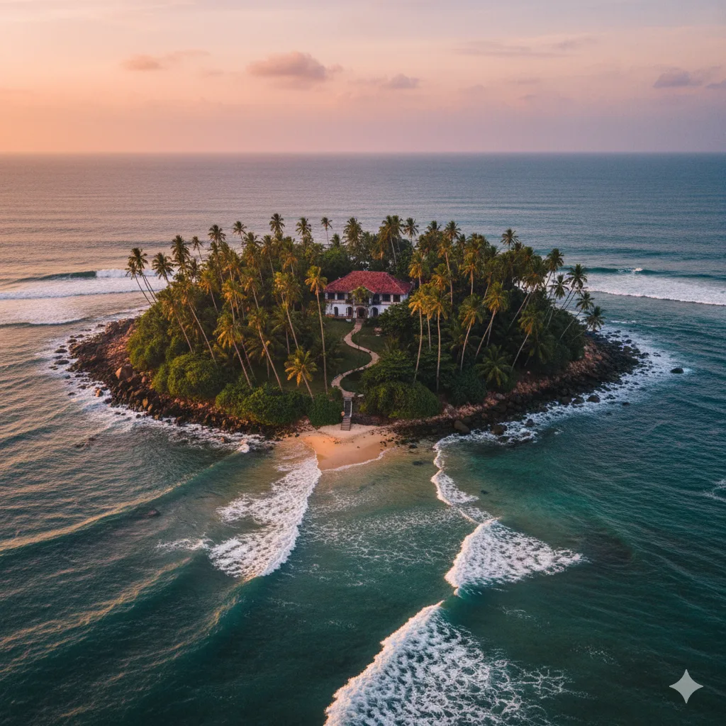 Taprobane Island, a tiny private island villa off Weligama’s coast.